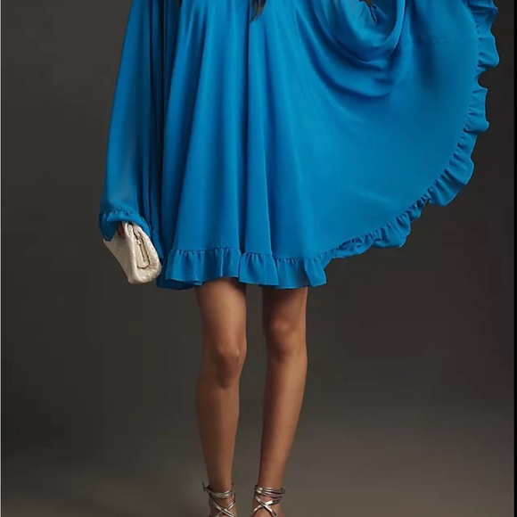 NWT Mac Duggal Long-Sleeve High-Neck Mini Cape Formal Dress SZ 0 - Picture 3 of 17